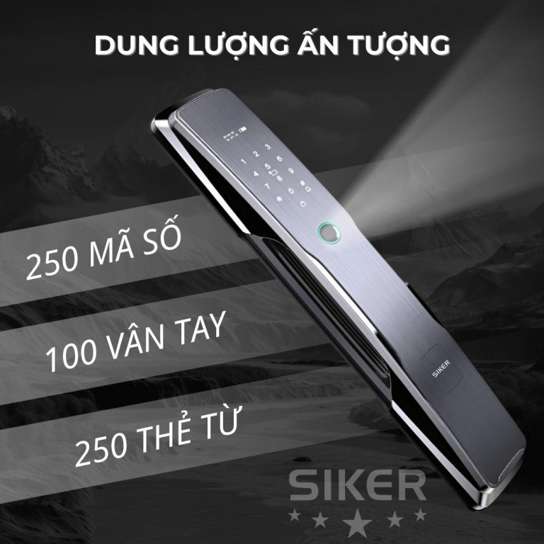 KTS111 - 5 Tính năng mở khóa vượt trội. Từ vân tay, mã số, thẻ từ, App WiFi đến chìa cơ, Siker KTS111 mang đến sự tiện lợi và bảo mật tối đa.