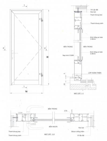 Cửa đi mở quay Xingfa hệ 55 Cửa đi mở quay Xingfa hệ 55