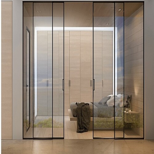 CỬA LÙA 4 CÁNH HỆ SLIM MÀU XÁM TẠI SÀI GÒN