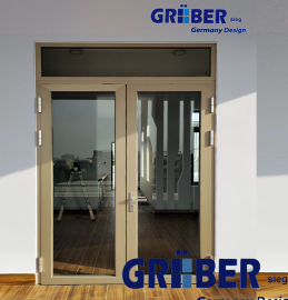 CỬA NHÔM GROBER - CỬA ĐI 2 CÁNH  ĐẸP, NHÔM  XI MẠ ĐỘ BỀN MÀU CAO